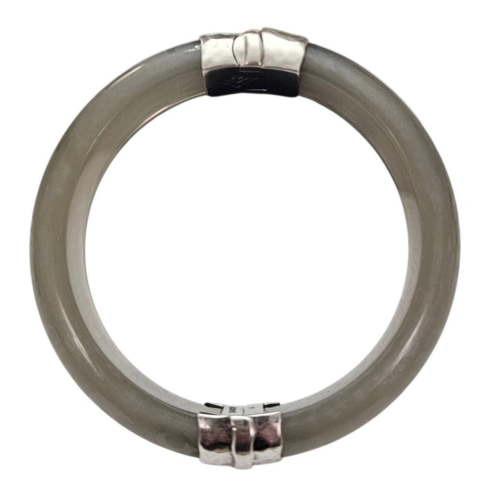 Silpada Sterling Silver Lucite Frosted Smoky Hinged Bangle Bracelet